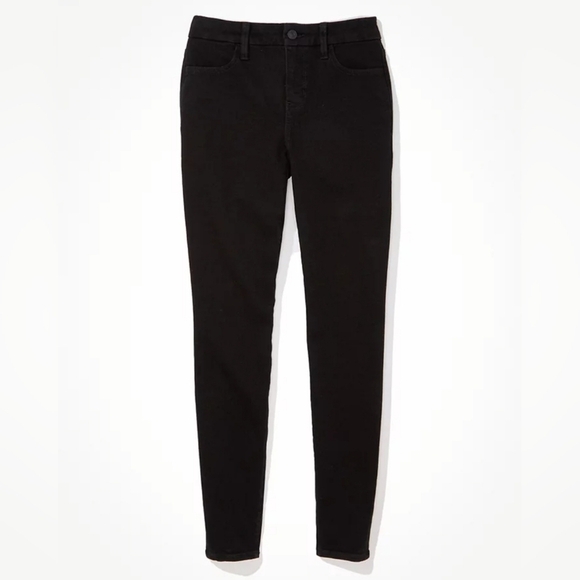American Eagle Outfitters Curvy High Rise Dream Stretch Jegging Black 16 Short - Picture 3 of 8
